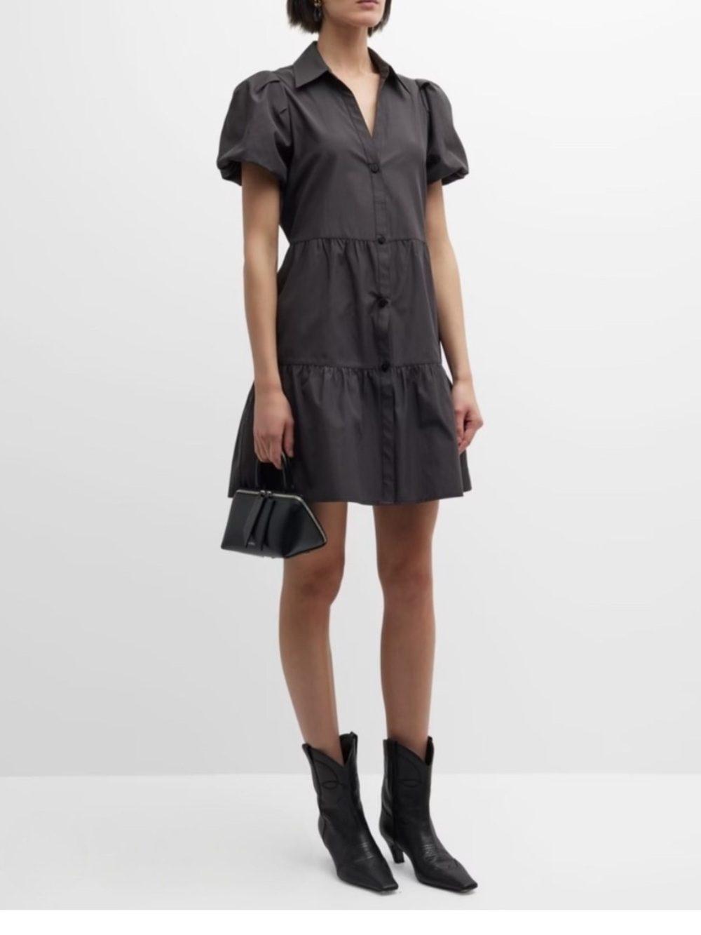 BROCHU WALKER Black Havana Mini Dress, Size Large